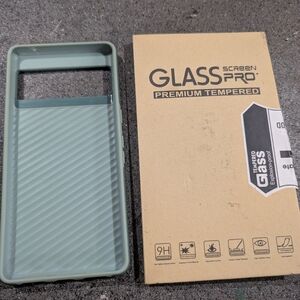 Green Phone Case with Tempered Glass Screen Protector